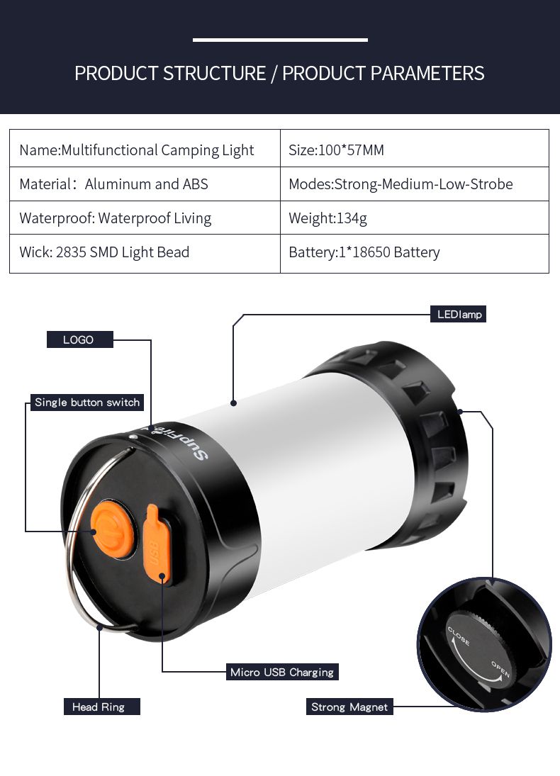 Camping Light Flashlight T1 Camp Lamp LED Torch Light