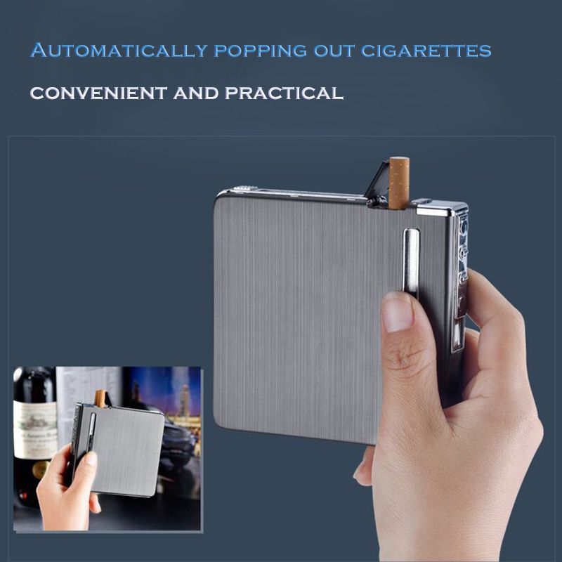 Automatic Ejection Metal Cigarette Case With USB Rechargeable Electric Lighters