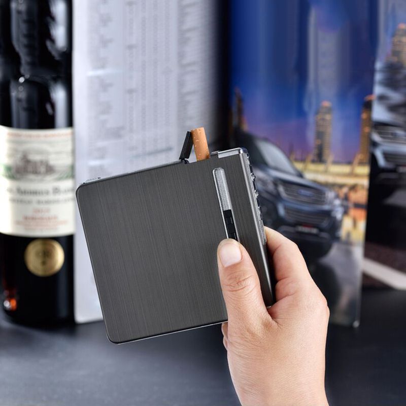 Automatic Ejection Metal Cigarette Case With USB Rechargeable Electric Lighters