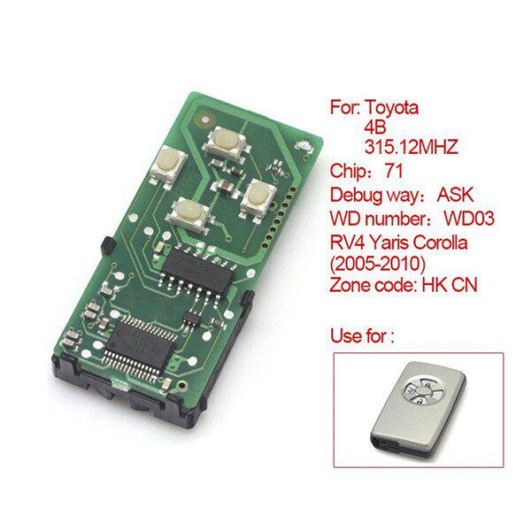 Toyota Smart Card Board 4 Buttons 315.12MHZ Number 271451-5290-Eur
