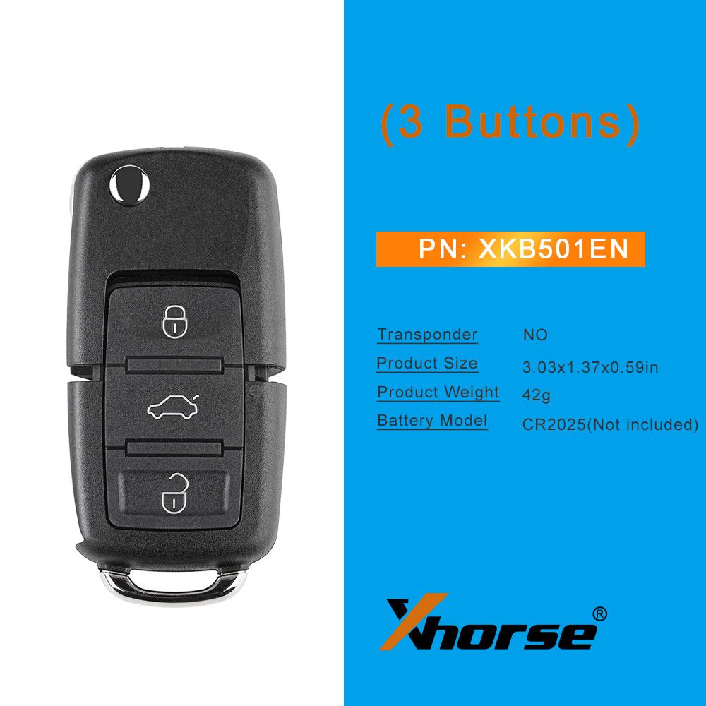 Xhorse XKB501EN Wire Remote Key VW B5 Flip 3 Buttons English Version 5pcs/lot