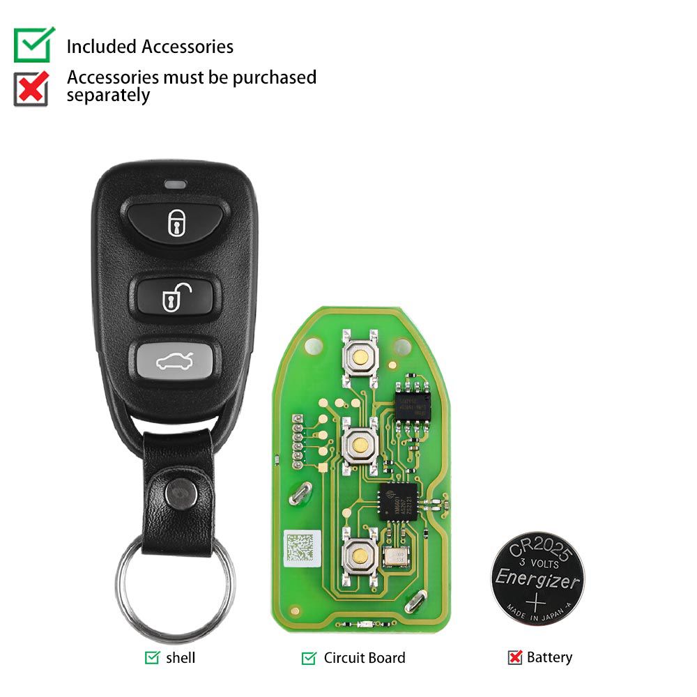 Xhorse XKHY01EN Wire Remote Key Hyundai 3+1 Buttons English Version 5pcs/lot