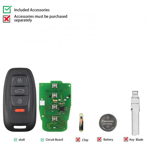 Xhorse XSADJ1GL VVDI 754J Smart Key for Audi 315/433/868MHZ A6L Q5 A4L A8L with Key Shelley