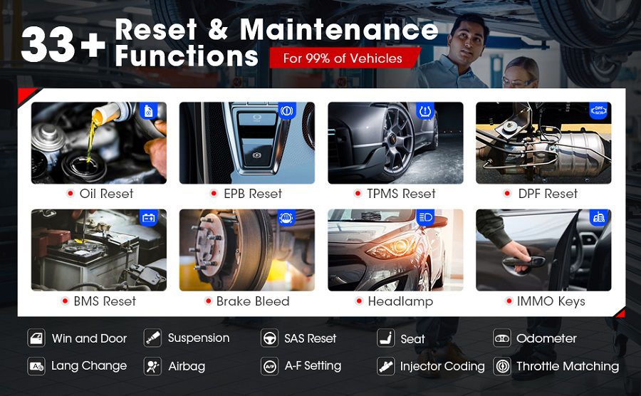 Autel MaxiSYS MS906TS OBD2 Bi-Directional Diagnostic Scanner with TPMS Functions ECU Coding 33+ Services