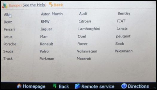 Digimaster 3 supportted European car list