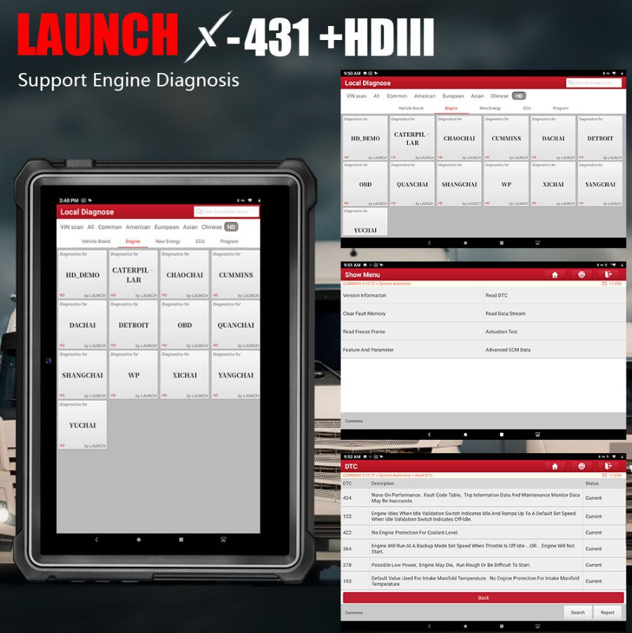 Launch X431 V+ HD3 Wifi/Bluetooth Heavy Duty Truck Diagnostic Tool 