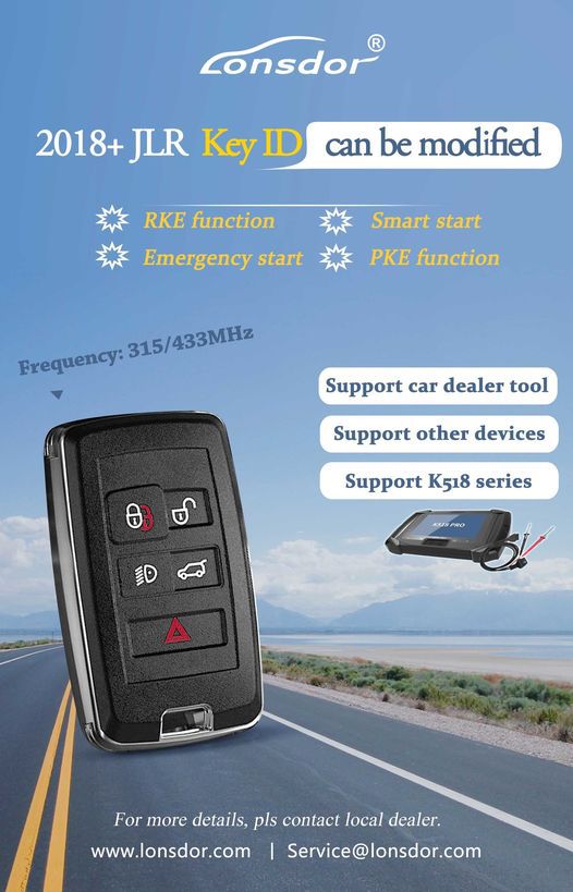 Lonsdor Smart Key for 2018-2021 Land Rover Jaguar 315MHz/433MHz